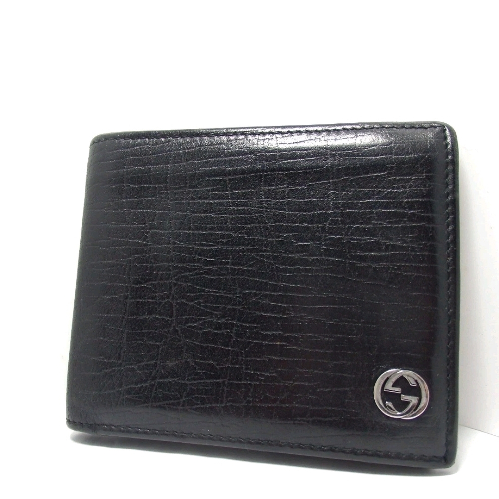 Gucci Black Leather Wallet with Silver Logo